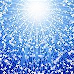 Vector - stars coming down on rays of light. Illustration for your design.