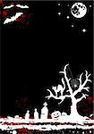 Grunge Halloween background with tree and moon, element for design, vector illustration