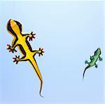 Reptile kites on the sky. Fun collection.