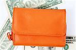 Macro  image of an orange  leather wallet