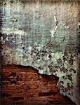 old brick wall with cracked stucco layer background