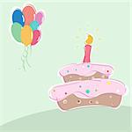 illustration of vector birthday with cakes candles and balloons