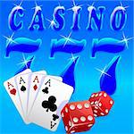 Illustration casino elements on a blue background.