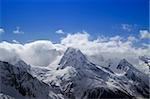 Mountains in cloud. Caucasus Mountains. Dombay. Belalakaya.