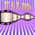 Illustration of film strips on abstract background.