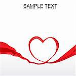 illustration of vector heart formed by ribbon with sample text template