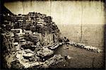 A dirty grunge image of Manarola in Cinque Terre - Italy