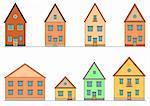 Set of houses. Vector art in Adobe illustrator EPS format, compressed in a zip file. The different graphics are all on separate layers so they can easily be moved or edited individually.  The document can be scaled to any size without loss of quality.