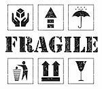 Safety fragile a grey signs. Vector illustration