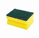 close up of dish washing sponge on white background with clipping path