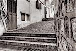 Silent street with stone ground and nobody.