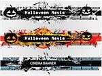 Grunge banners set for Halloween and plain cinema banner with five colors