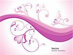 abstract love floral with glossy hearts vector illustration