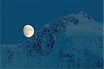 Moon over Belukha Peak, 4506 meters over sea level, Altay, Russia