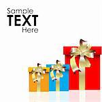 illustration of set of vector gift boxes on an isolated background with sample text