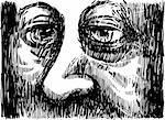 Drawing Illustration of old Man Eyes