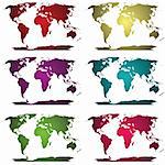 Collection of colored world maps