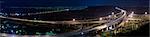 Panoramic cityscape of freeway in night with cars light in modern city in Taiwan, Asia.