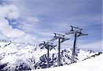 Ropeway at ski resort Dombay. Caucasus Mountains