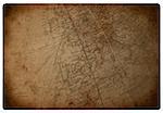An old vintage brown burned paper map