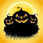 Halloween black ad background with grass and pumpkin
