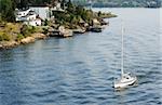 Yacht sailinng past Sweden coastline