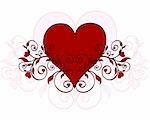 Vector illustration of a red heart with ornament