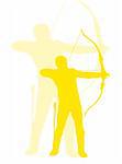 Archer man in silhouette to represent archer sport