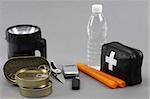 Items for emergency over gray