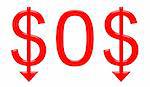 Dollar SOS signal isolated in white