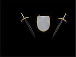 shield and two swords. 3d