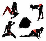 Vector women silhouettes isolated on white background