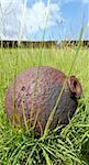 An old cannonball at Brimstone Hill Fortress National Park - St Kitts.