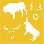 vector illustration oxen on yellow background