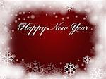 red background with snowflakes and text - Happy New Year
