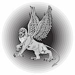 The big mythological griffin on a black background.vector