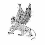 Mythological griffin on a white background.Vector