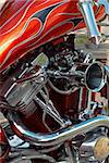 Powerful V-2 engine of a customized motorbike