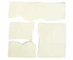 collection of ripped white paper notes on white background