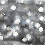 Abstract frosty silver night background with snow flakes