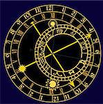 Image of the astronomical clock - vector. This filet is vector, can be scaled to any size without loss of quality.