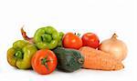 Groop of fresh colorful vegetables on white background