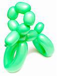 high resolution green twisted balloon poodle isolated on white