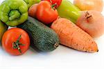 Groop of fresh vegetables on white. Closeup