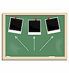 Realistic illustration school blackboard with marked photo frame isolated on white background - vector