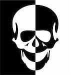 Illustration black and white skull symbol - vector