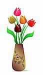 Illustration of beautiful vase with tulips. Vector