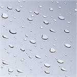 Realistic illustration of water drops on glass - vector