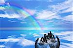 Rainbow ends in Hands