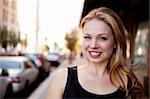 A street portrait of a beautiful business woman